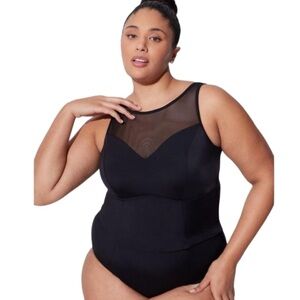 Torrid High Neck Mesh Black One Piece Swimsuit Size 5
